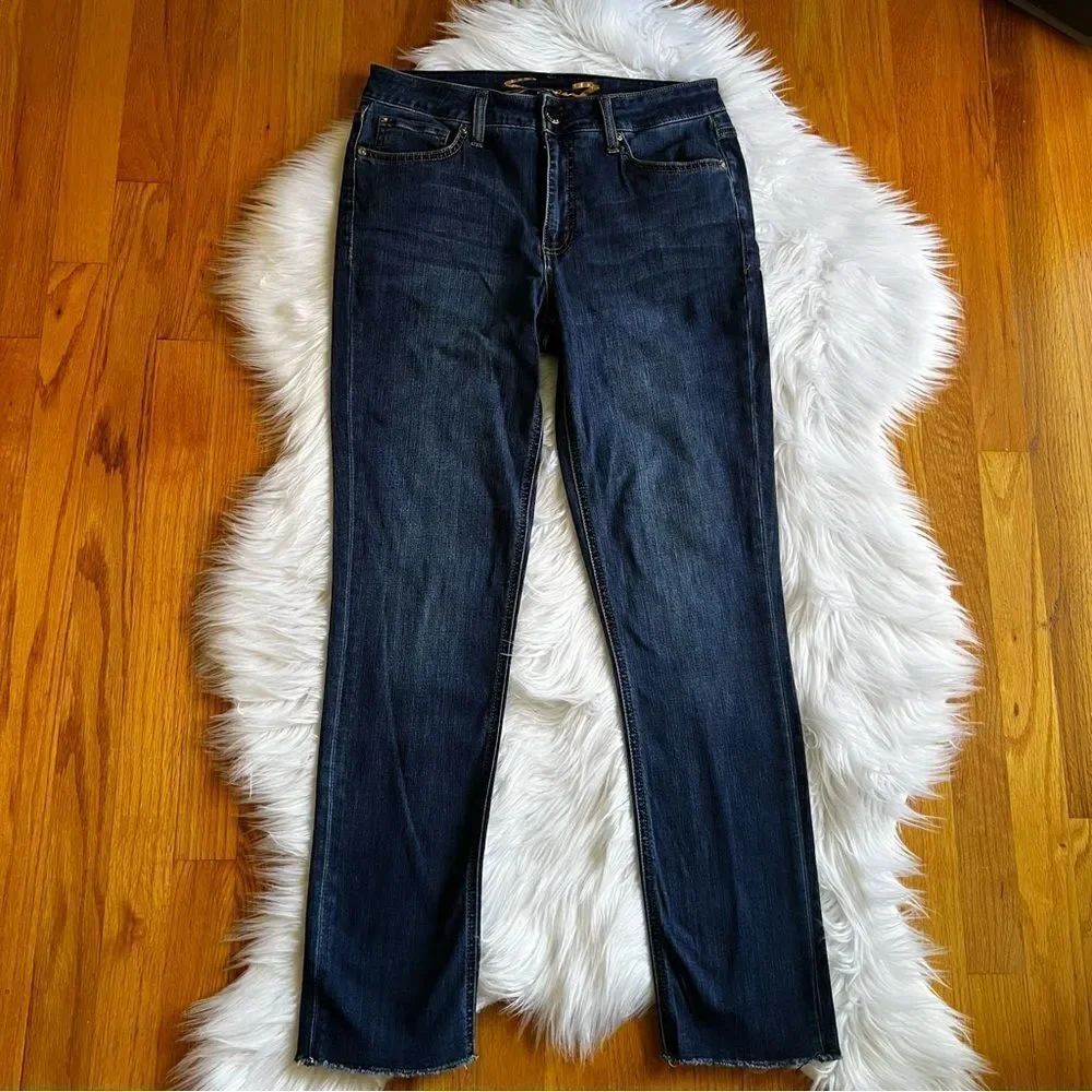 Seven7 High Rise Slim Straight Jeans Size 6 Rough Hem